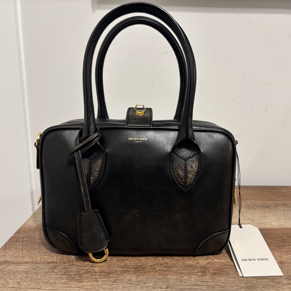 NWT Golden Goose Vita Bag in Black Distressed Leather